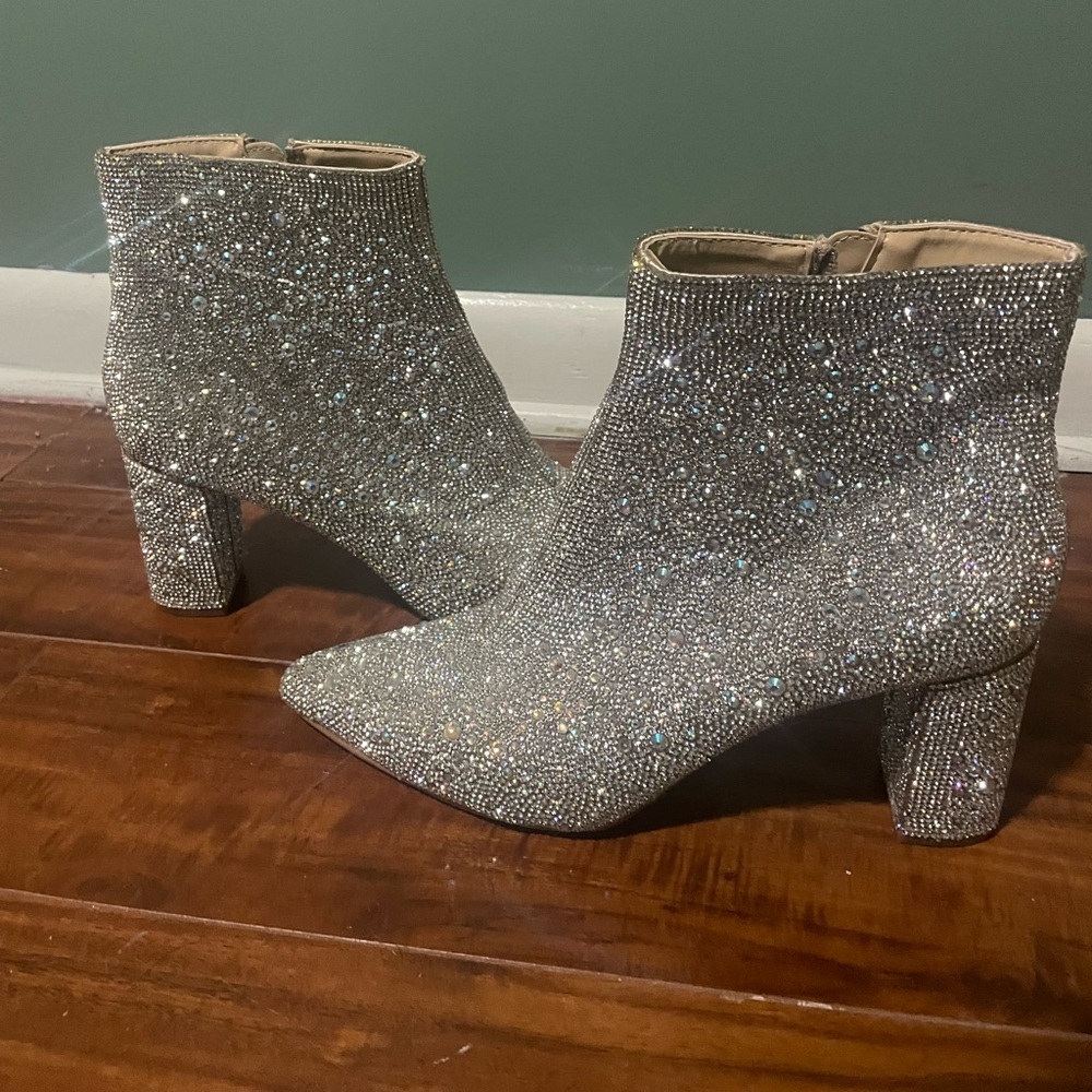 Size 11 Betsy Johnston Rhinestone Heel booties!